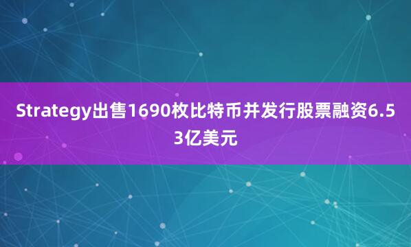 Strategy出售1690枚比特币并发行股票融资6.53亿美元