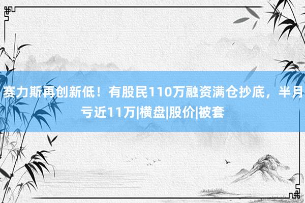 赛力斯再创新低！有股民110万融资满仓抄底，半月亏近11万|横盘|股价|被套