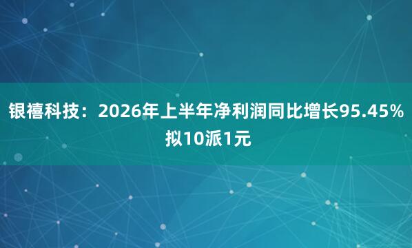 银禧科技：2026年上半年净利润同比增长95.45% 拟10派1元