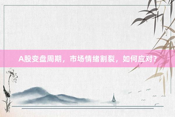 A股变盘周期，市场情绪割裂，如何应对？