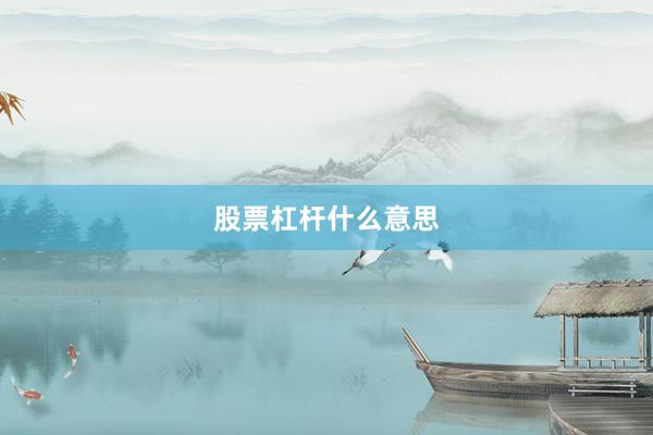股票杠杆什么意思