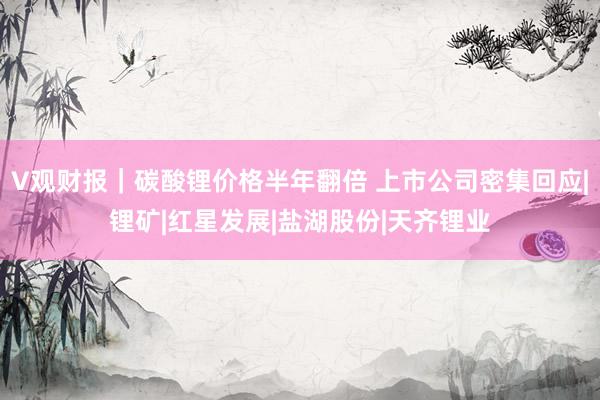 V观财报｜碳酸锂价格半年翻倍 上市公司密集回应|锂矿|红星发展|盐湖股份|天齐锂业