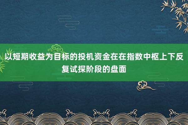 以短期收益为目标的投机资金在在指数中枢上下反复试探阶段的盘面