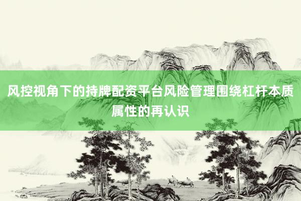风控视角下的持牌配资平台风险管理围绕杠杆本质属性的再认识