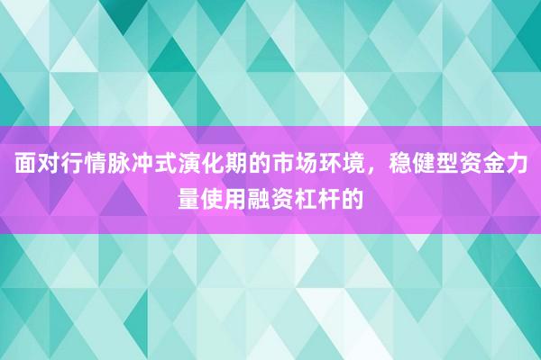 面对行情脉冲式演化期的市场环境，稳健型资金力量使用融资杠杆的