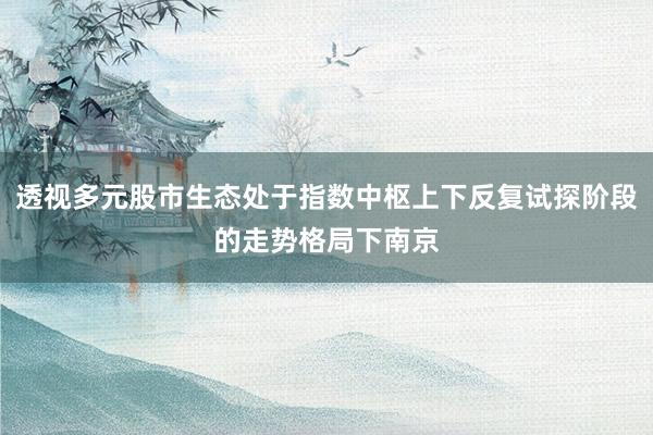 透视多元股市生态处于指数中枢上下反复试探阶段的走势格局下南京
