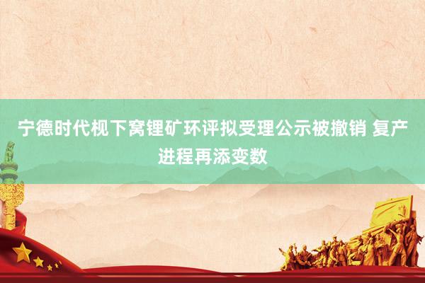 宁德时代枧下窝锂矿环评拟受理公示被撤销 复产进程再添变数