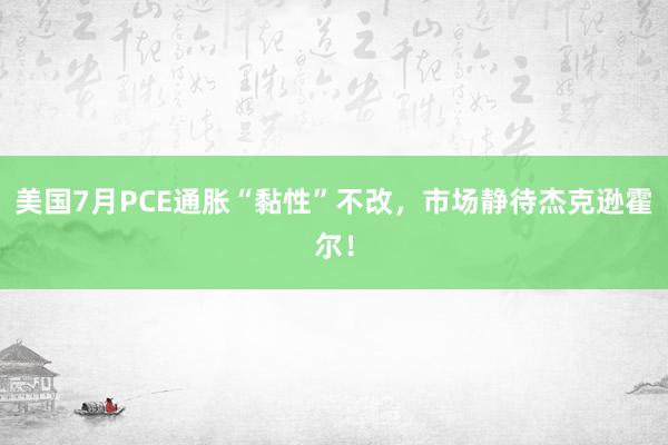 美国7月PCE通胀“黏性”不改，市场静待杰克逊霍尔！