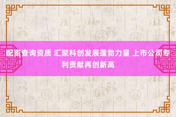 配资查询资质 汇聚科创发展蓬勃力量 上市公司专利贡献再创新高