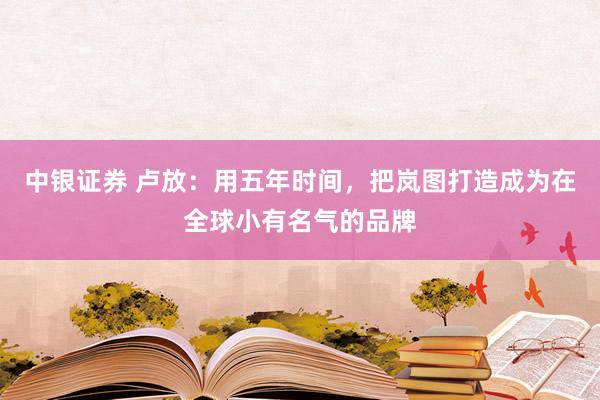 中银证券 卢放：用五年时间，把岚图打造成为在全球小有名气的品牌