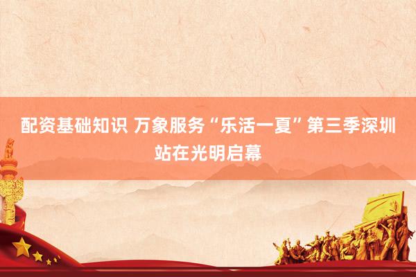 配资基础知识 万象服务“乐活一夏”第三季深圳站在光明启幕