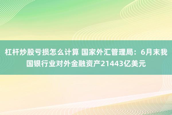 杠杆炒股亏损怎么计算 国家外汇管理局：6月末我国银行业对外金融资产21443亿美元
