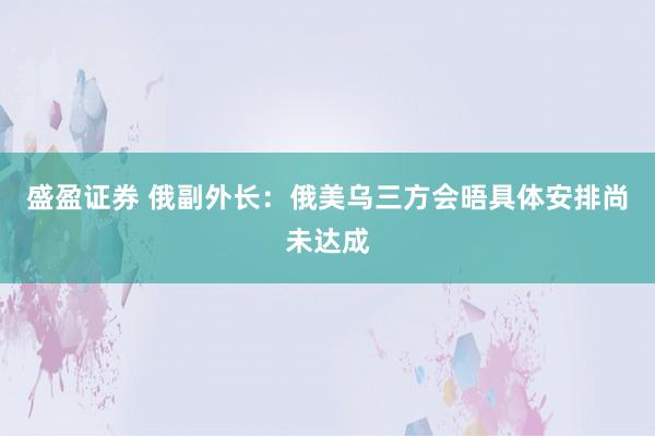 盛盈证券 俄副外长：俄美乌三方会晤具体安排尚未达成