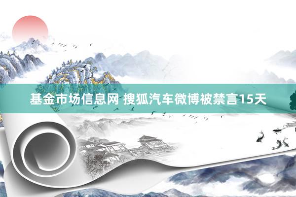 基金市场信息网 搜狐汽车微博被禁言15天